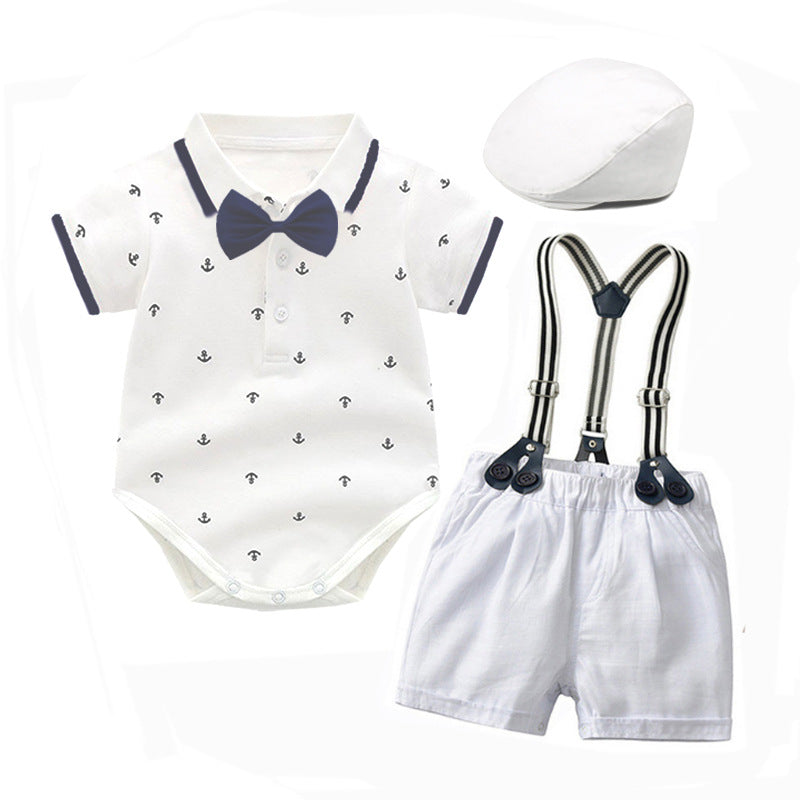 Children's Summer Infant Wear Short Sleeved Kazakhstan Suspender Shorts Jumpsuit, Climbing Suit