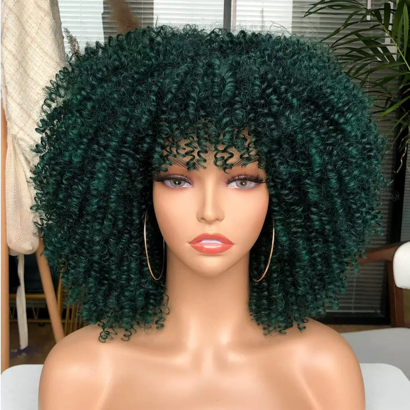 Women's African Fashion Explosion Small Head Cover Wig Short Curly Hair