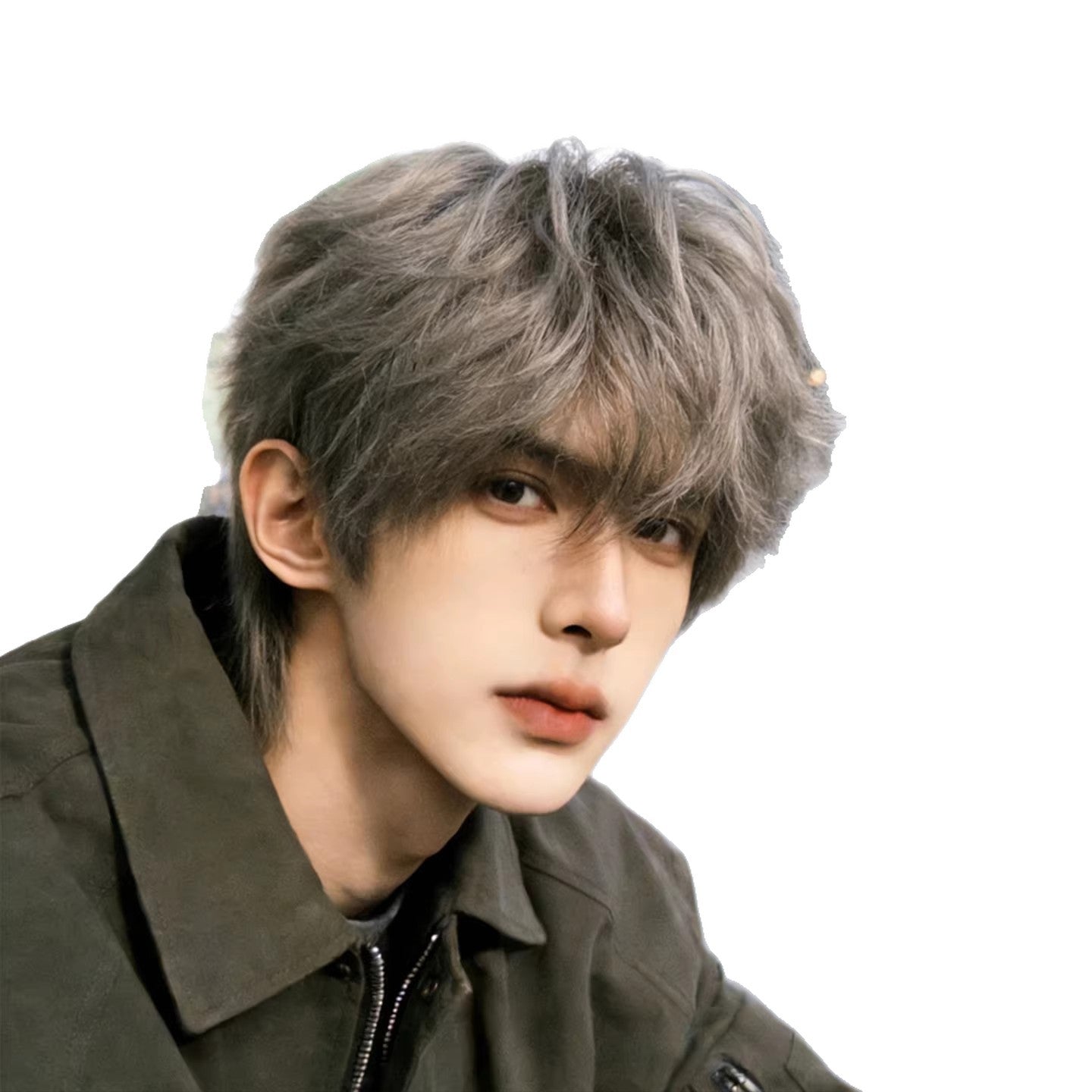 Men's Daily Short Straight Hair Less Fluffy Differential Broken Cover Comfortable Men's Wig