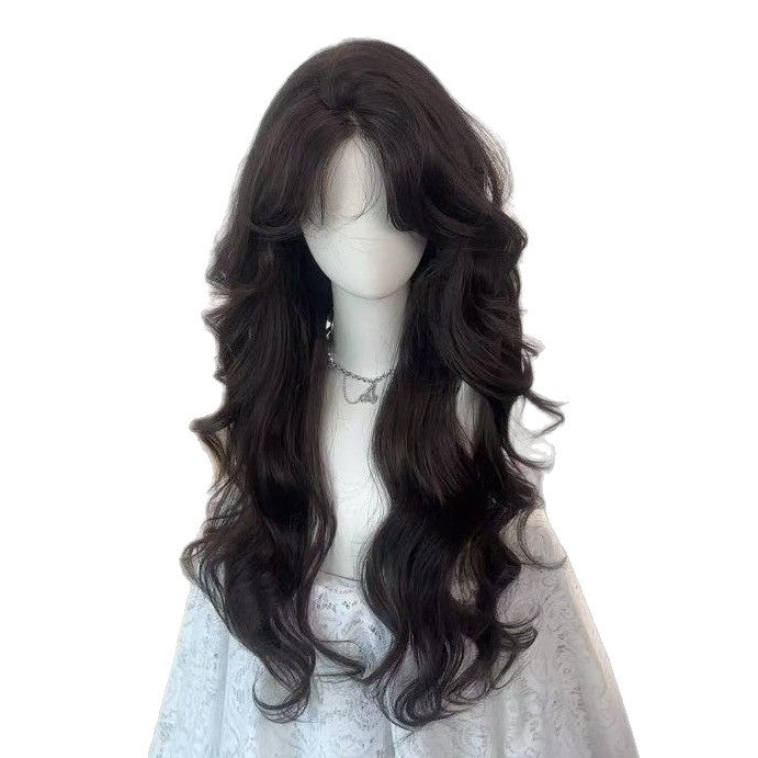 Adult Lady Like Woman Mid-length Black Curly Hair Big Wave Wig Long Curls