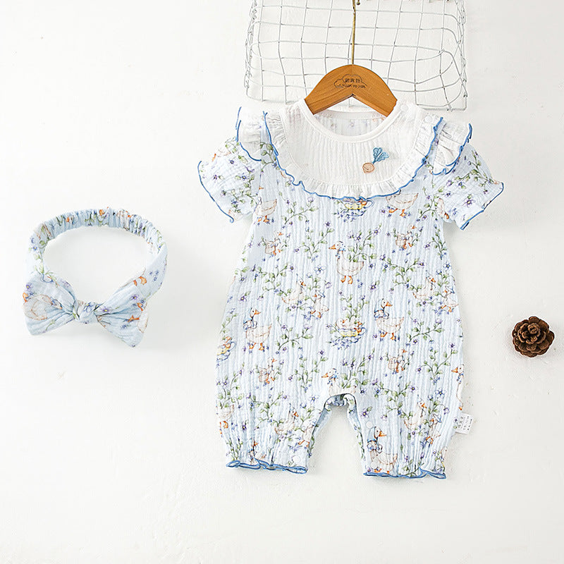 Summer Thin Clothes Infant Rompers Short-sleeved Princess Jumpsuit, Climbing Suit