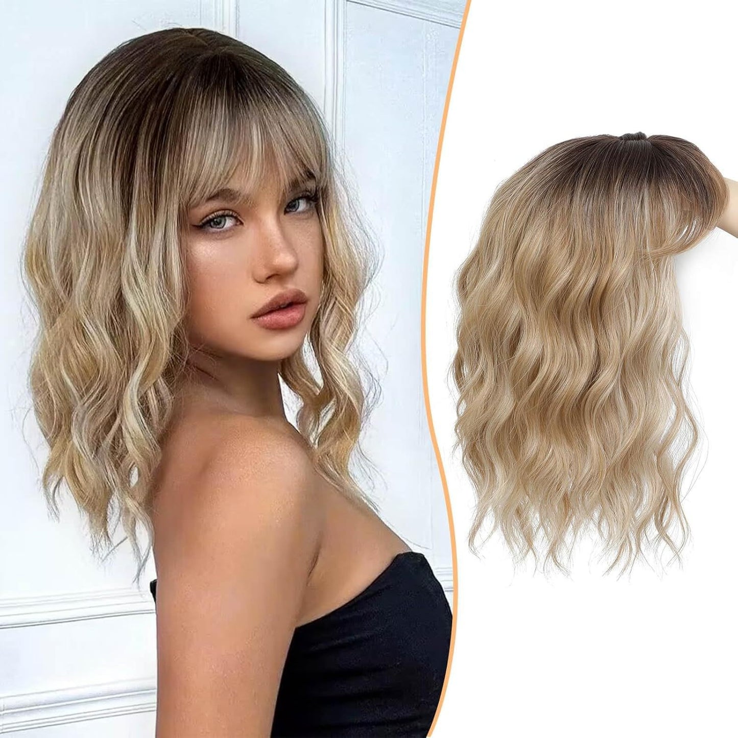 Inch Chemical Fiber Hairpiece With Bangs Wig Short Curly Hair