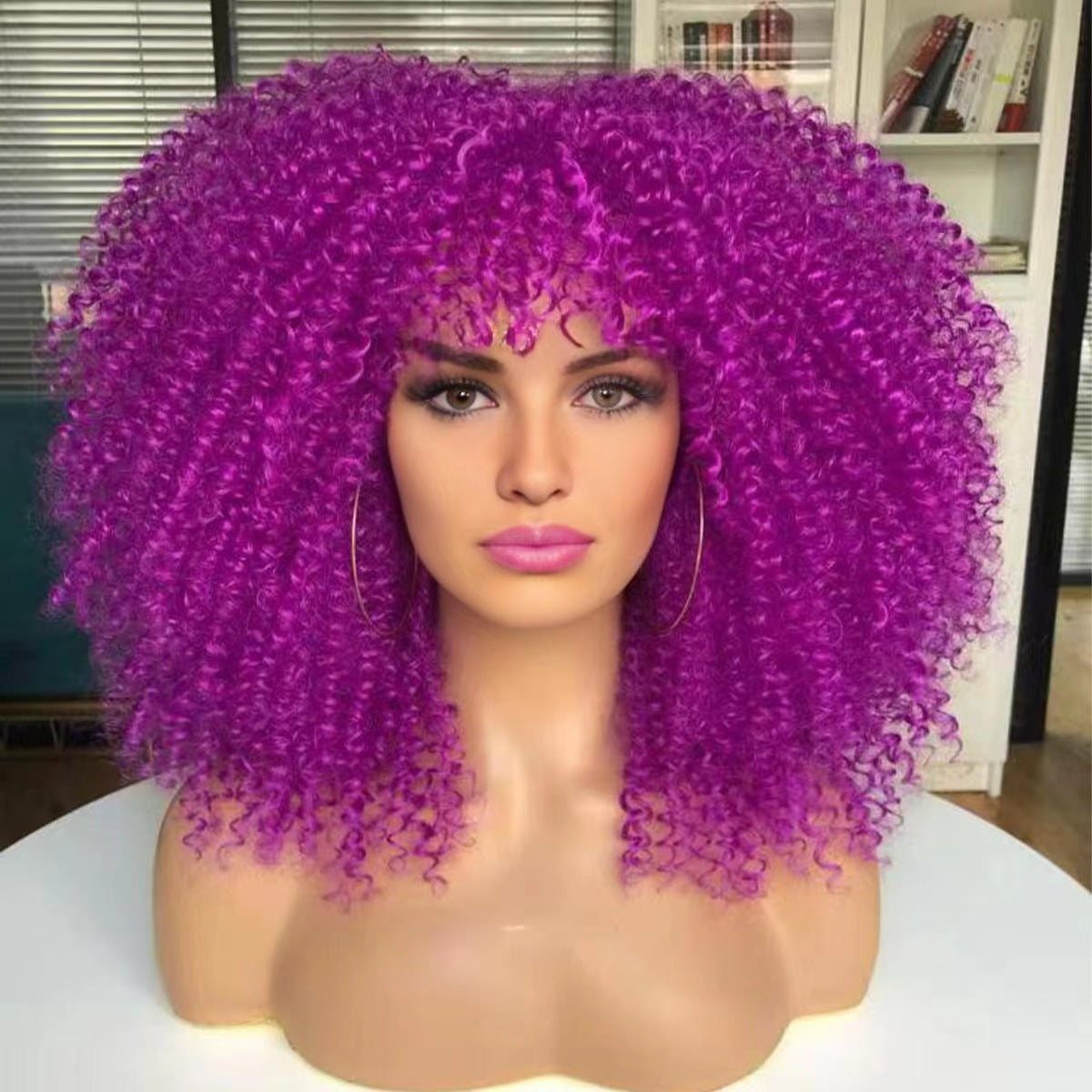 African Small Afro Rose Net Synthetic Wig Short Curly Hair