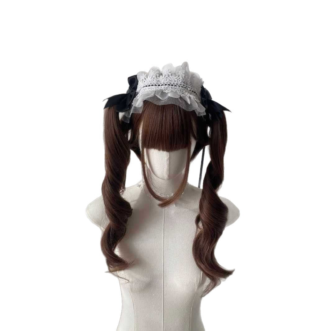 Glutinous Rice Small Linen Curly Hair Full Top Natural Less Wig Long Curls