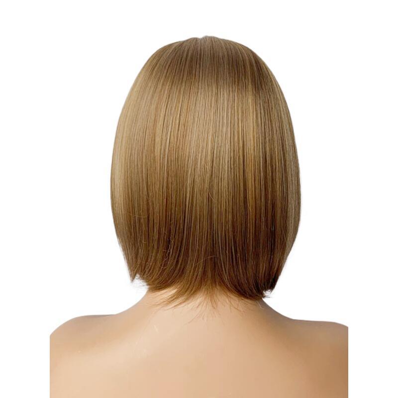 Golden Brown Side Bangs Linen Artificial Scalp Long Straight Wig