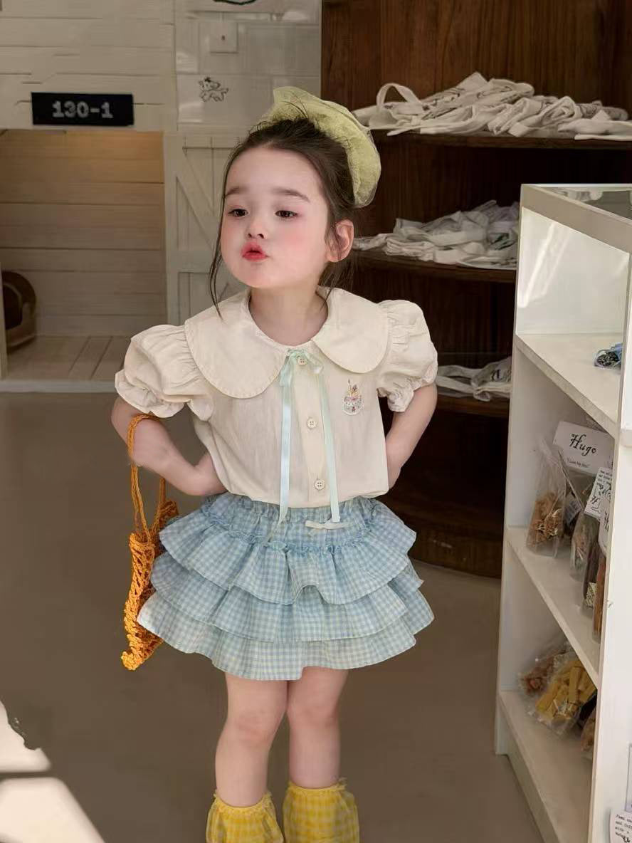 Children's Summer Korean Lapel Cotton Shirt Doll Children's Suit