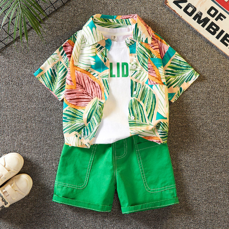Style Printed Shirt Beachwear Seaside Holiday Fried Street Children's Suit