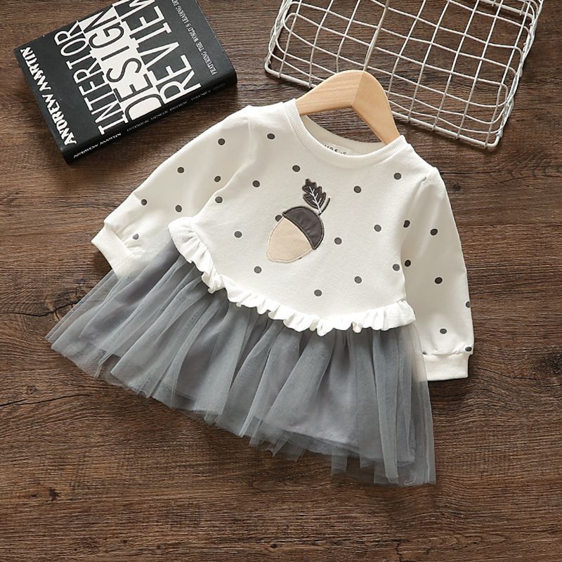 Children's Autumn Toddler Long Sleeve Pullover Trendy Gauze Skirt Children's Dress