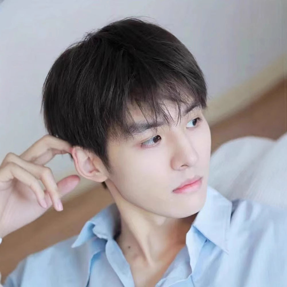 Men's Cover For Boys Handsome Korean Style Natural Real Hair Daily Men's Wig