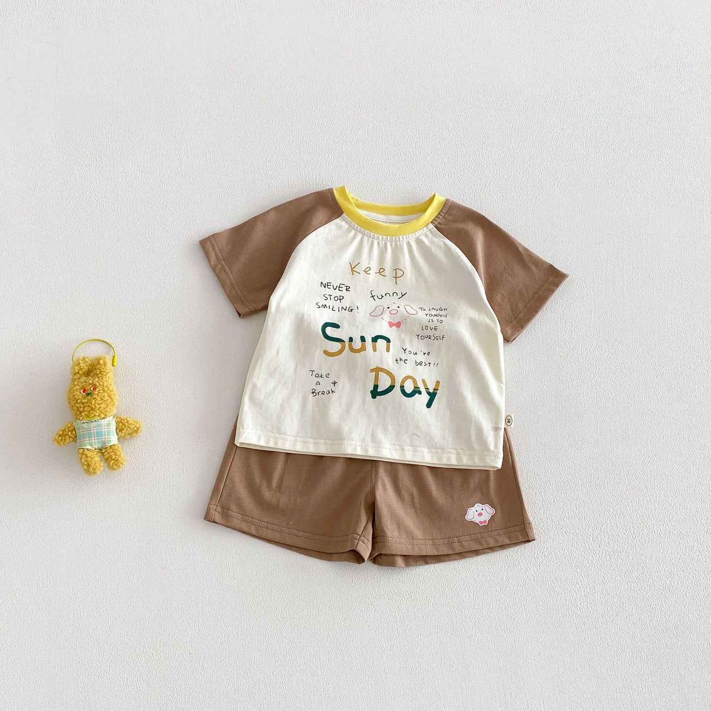 Boys Fashion Print T-shirt Korean Style Shorts Children's Suit