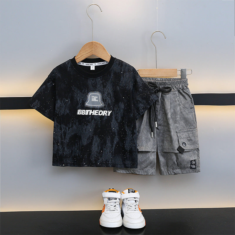 Children's Short Sleeve Western Style Clothes Fashionable Medium Big Thin Children's Suit