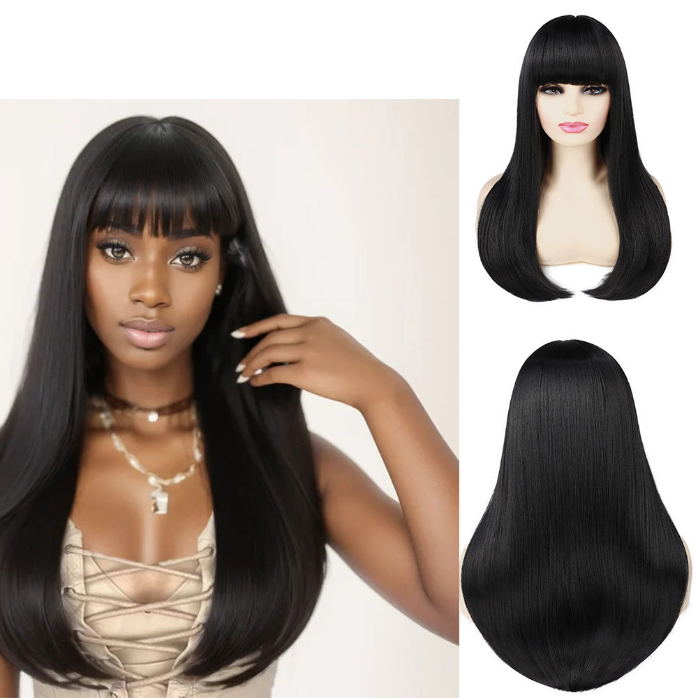 Women's Colorful Bangs Hair Synthetic Wigs Long Straight Wig