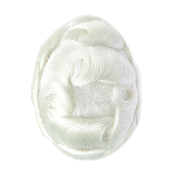 Men's Leather Hand Crochet V Needle Hairpiece Men's Wig