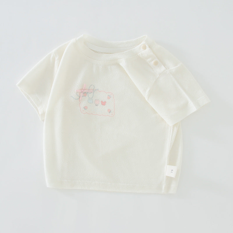Children's Clothes Infant Half Sleeve Short Breathable Class Female Top For Children's T-shirt