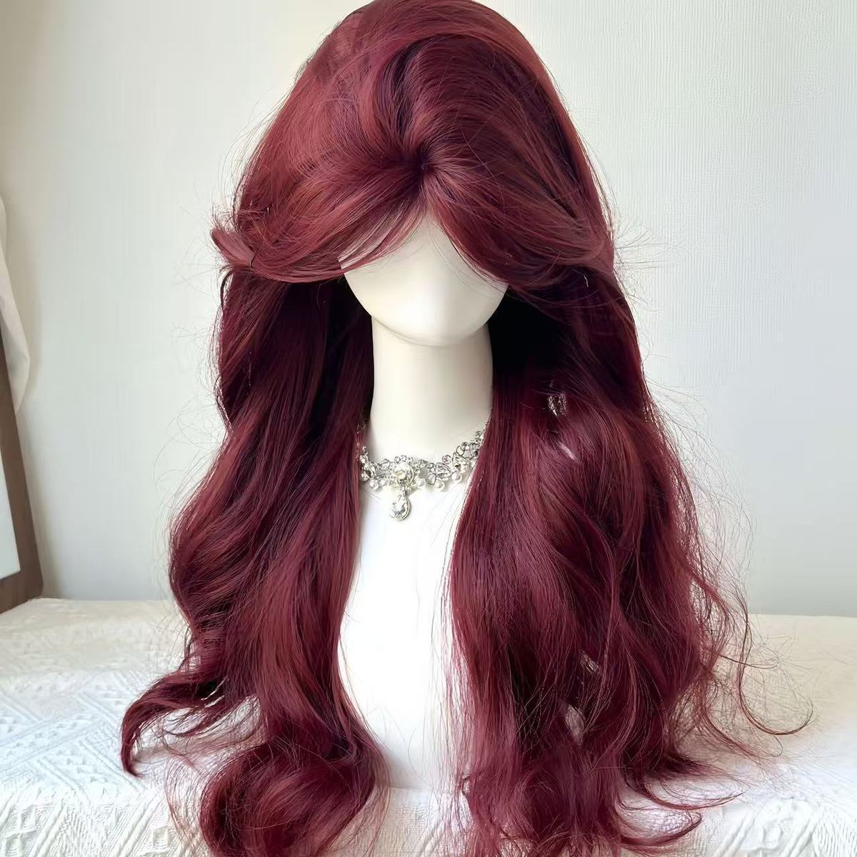White Gold Color Medium Large Wave Curly Hair Natural Wig Long Curls