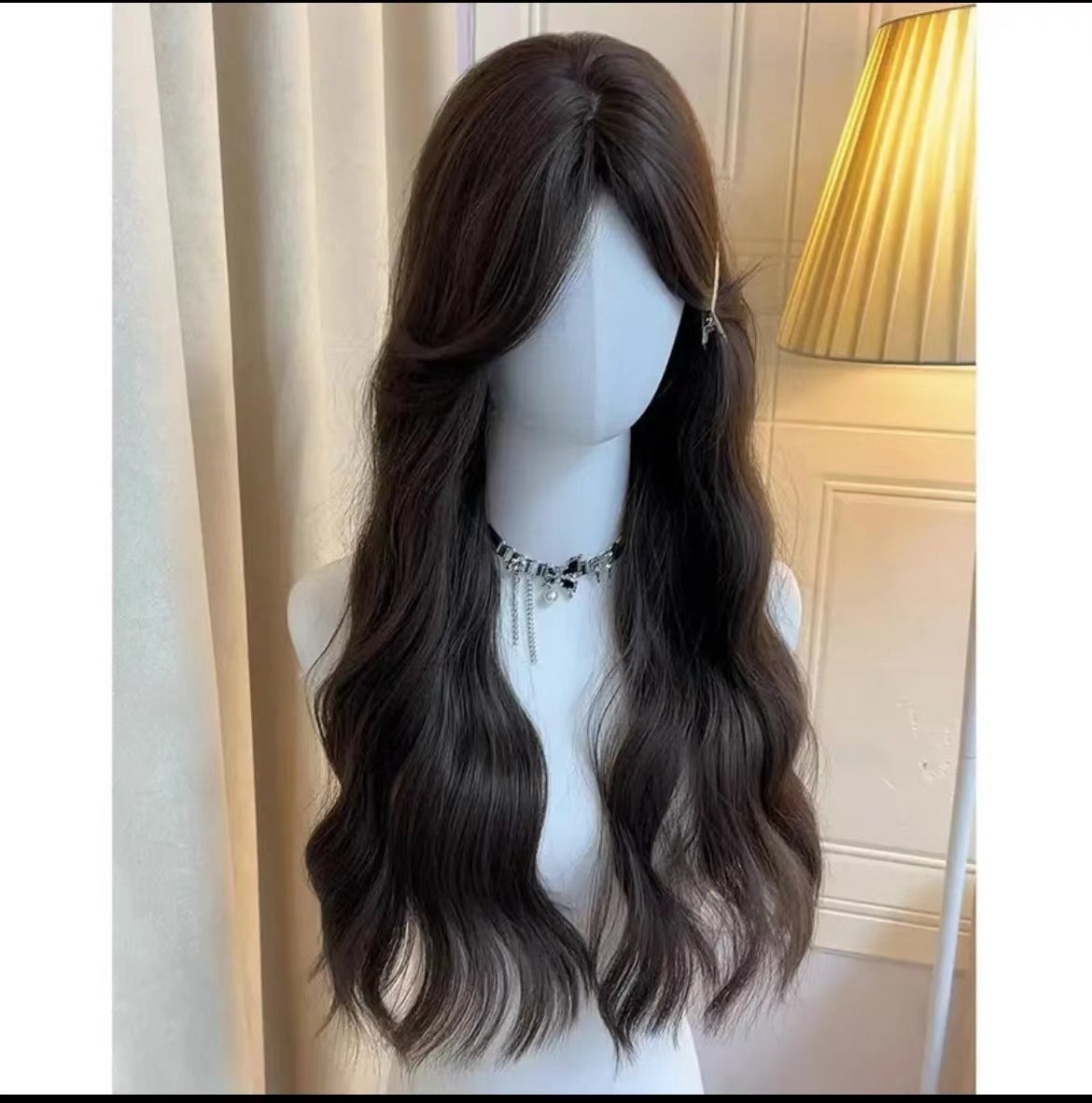 Tea Brown Curly Hair Simulation Younger Fashion Medium Water Ripple Wig Long Curls