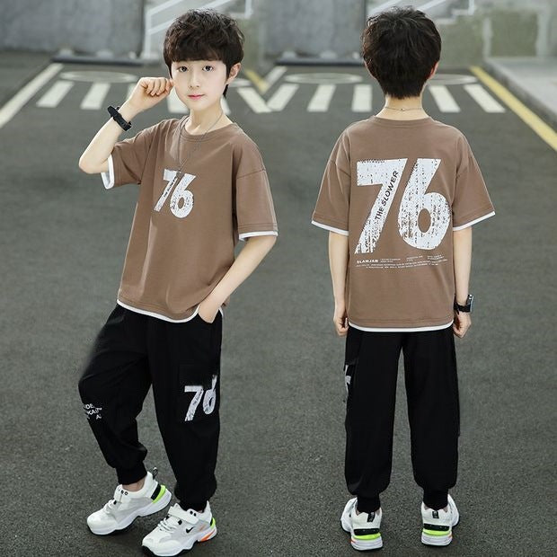 Children's Clothes Casual Handsome Middle Big Trousers Two-piece Fashion Children's Suit