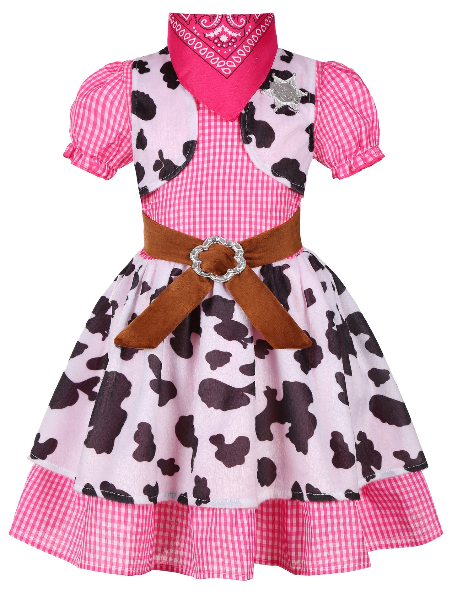 Western Denim Halloween Pink Leopard Print Holiday Party Children's Suit