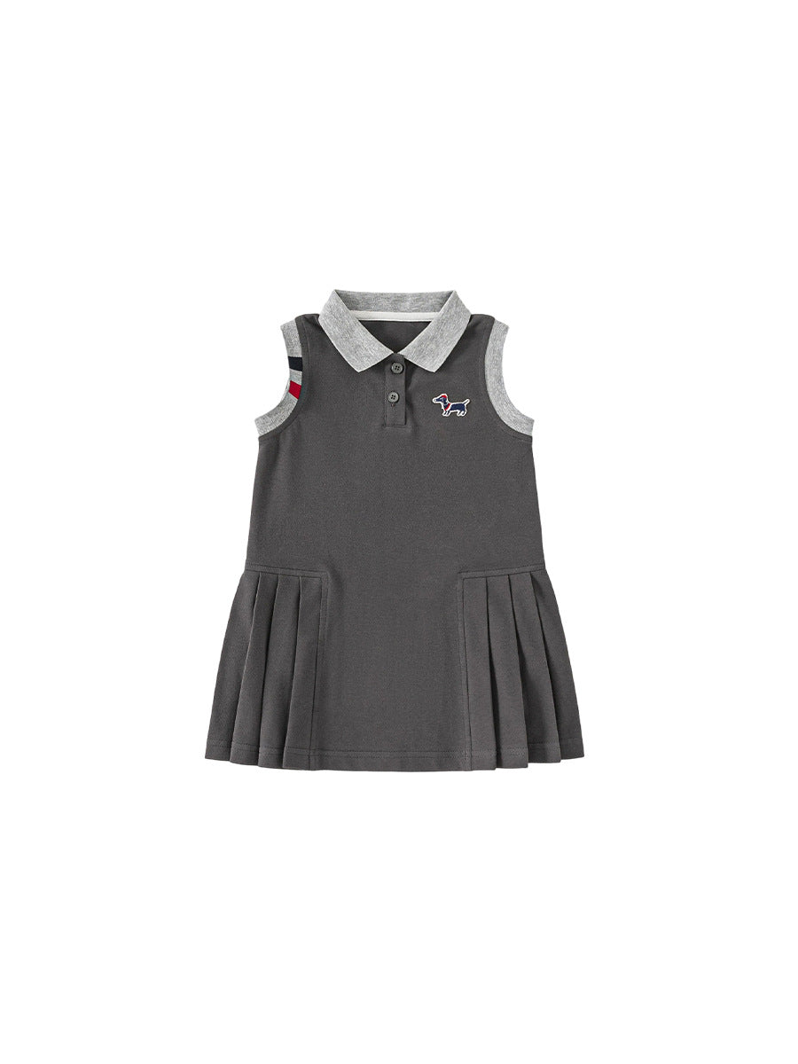 Children's Preppy Style Collar Vest Summer Loose Children's Dress
