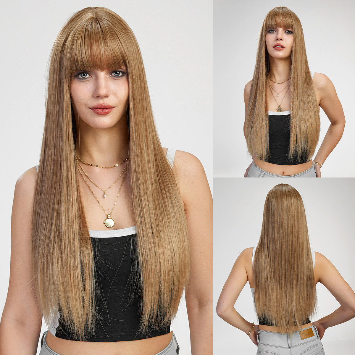 Women's Hair Fashion Hairstyle Lady Fluffy Natural Long Straight Wig
