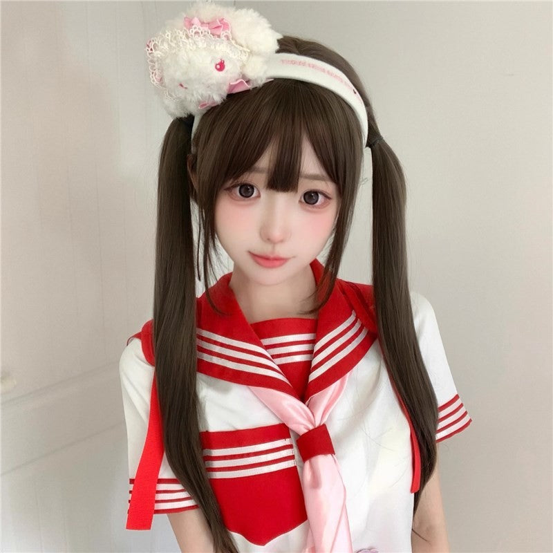 Heart Fulfil Pairs Of Ponytail Wigs Female Cute Style Wig Long Curls
