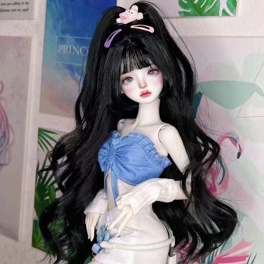 Points Kitty Doll Simulation Toy Birthday Gift Dress Wig Long Curls