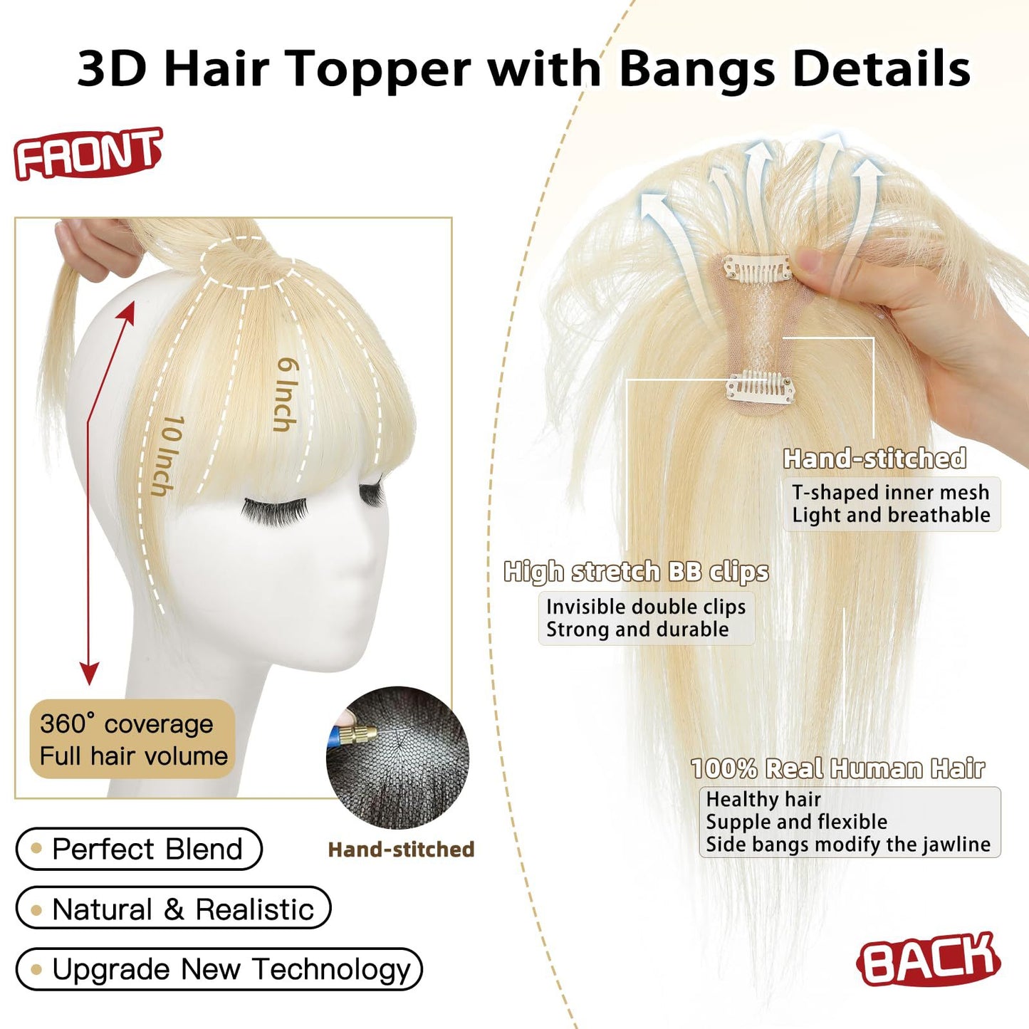 Piece Hand-woven Gaul Human French Seamless Covering Wig