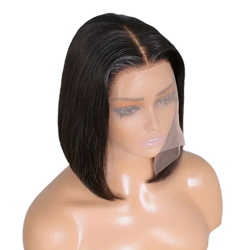Front Lace Black Head Fiber Mid-length Inner Wig Short Straight Hair