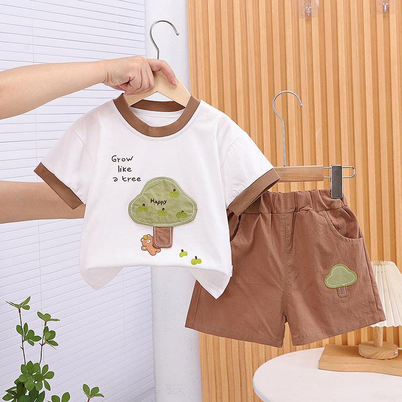 Boy Summer Clothes Set Mushroom Short Children's Suit