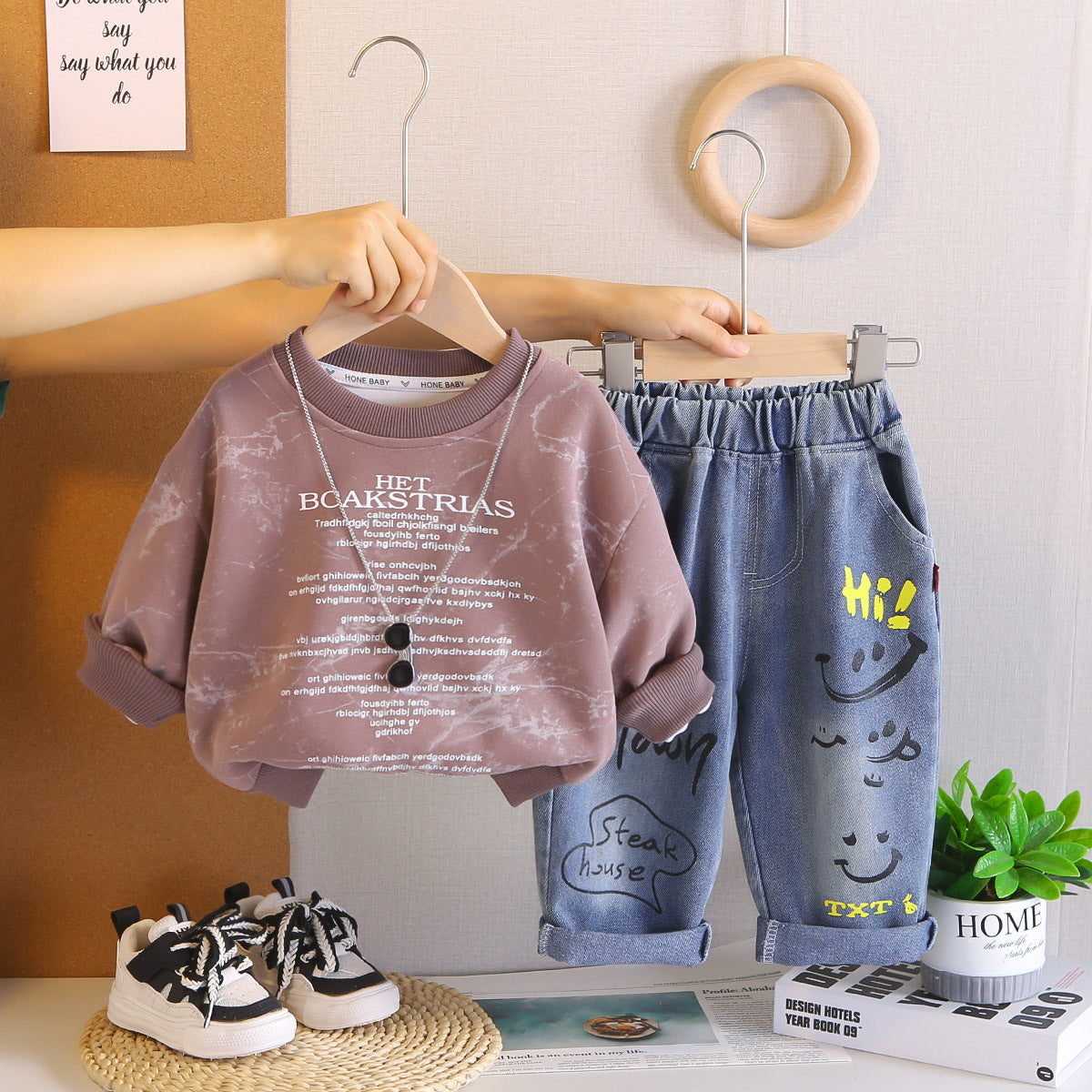 Children's Clothes Fashionable Embroidery Bag Coat Autumn Leisure Sports Children's Suit