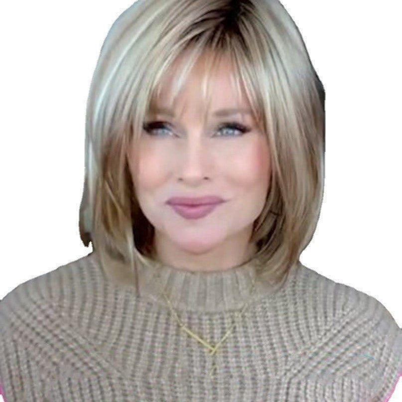 Women's Short Hair Mixed Color Machine Chemical Long Straight Wig