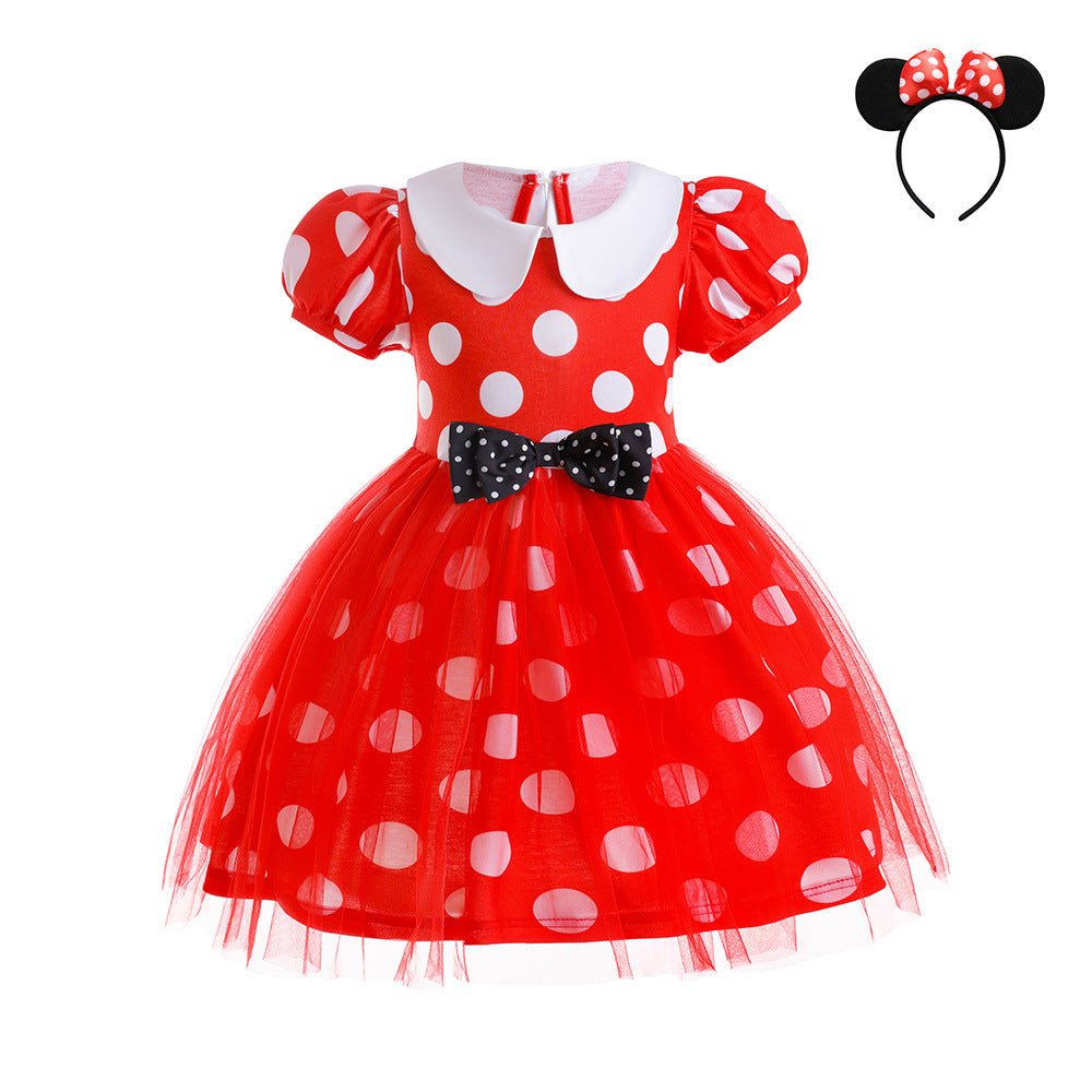 Children's Mouse Mesh Bubble Skirt Cute Polka Children's Dress