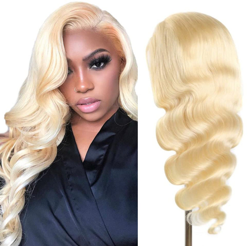 Orange Curly Front Lace Chemical Fiber Fashion Wig Long Curls