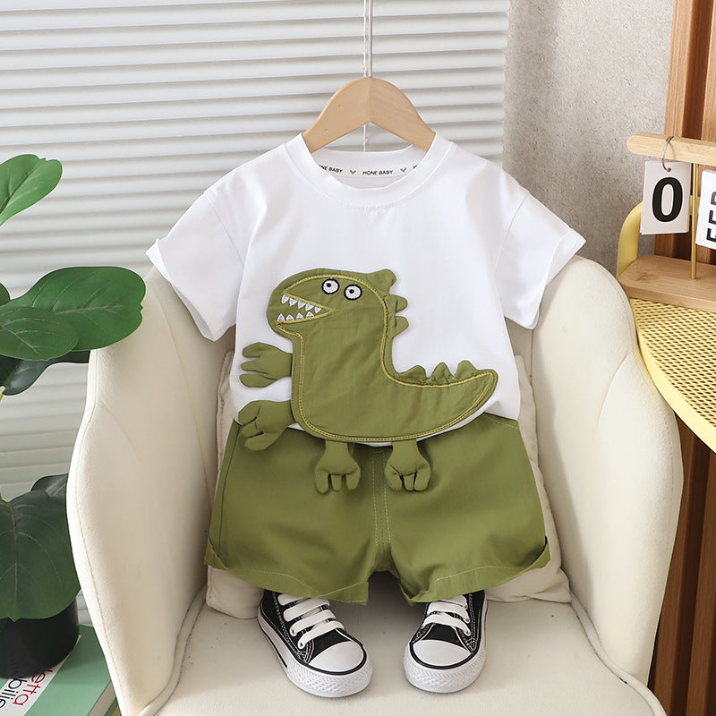 Children's Summer Cartoon Round Neck Short Sleeve Children's Suit