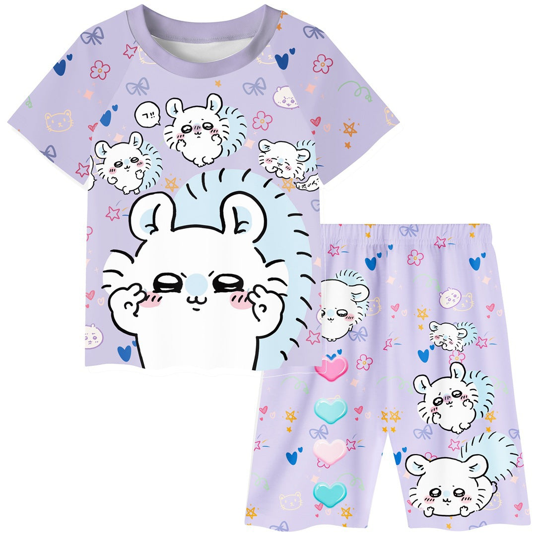 Children's Little Squirrels Cartoon Summer Short Sleeve Children's Suit