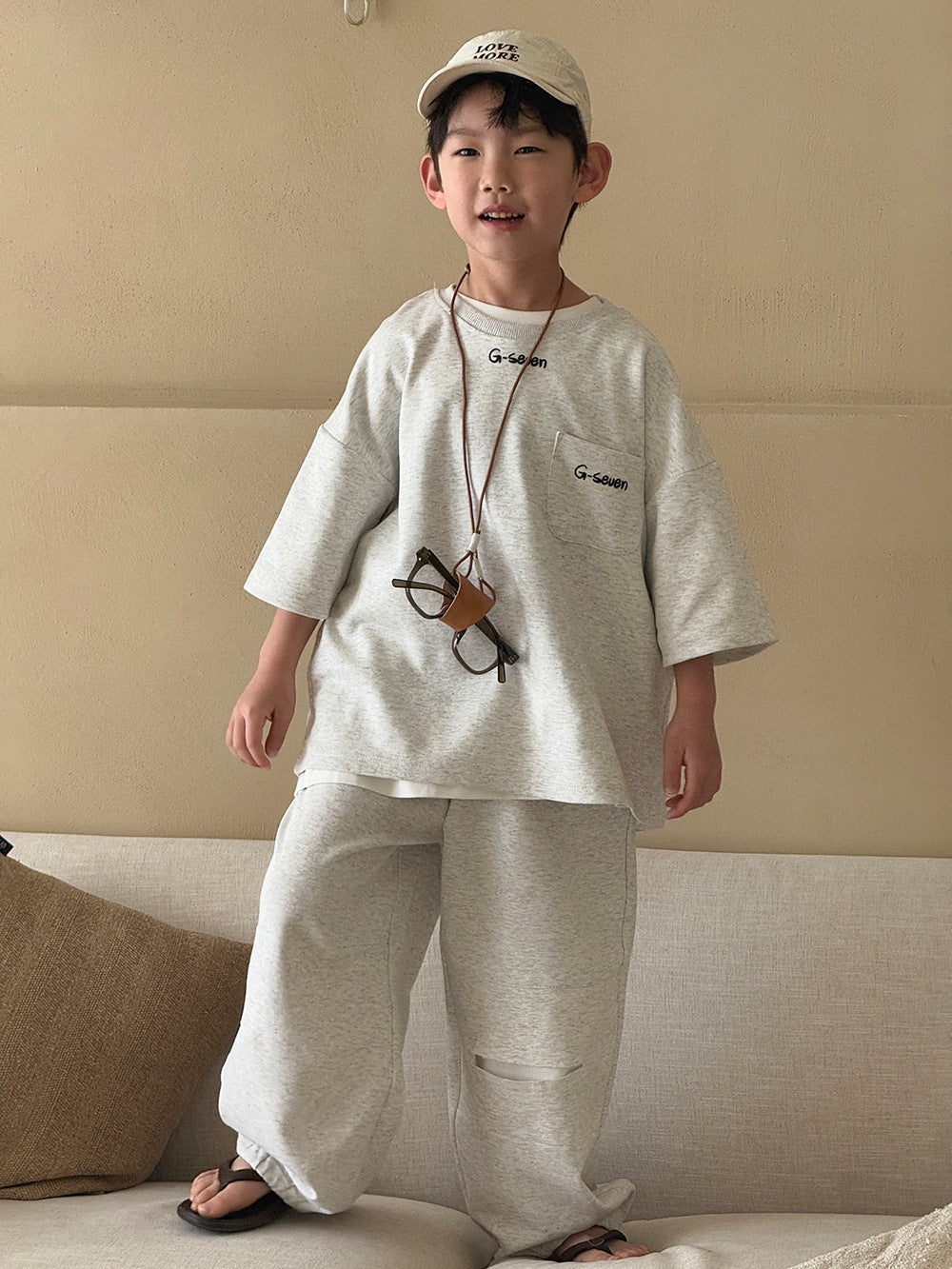 Children's Korean Style Fashion Boys Casual Short-sleeved Trousers Sports Children's Suit