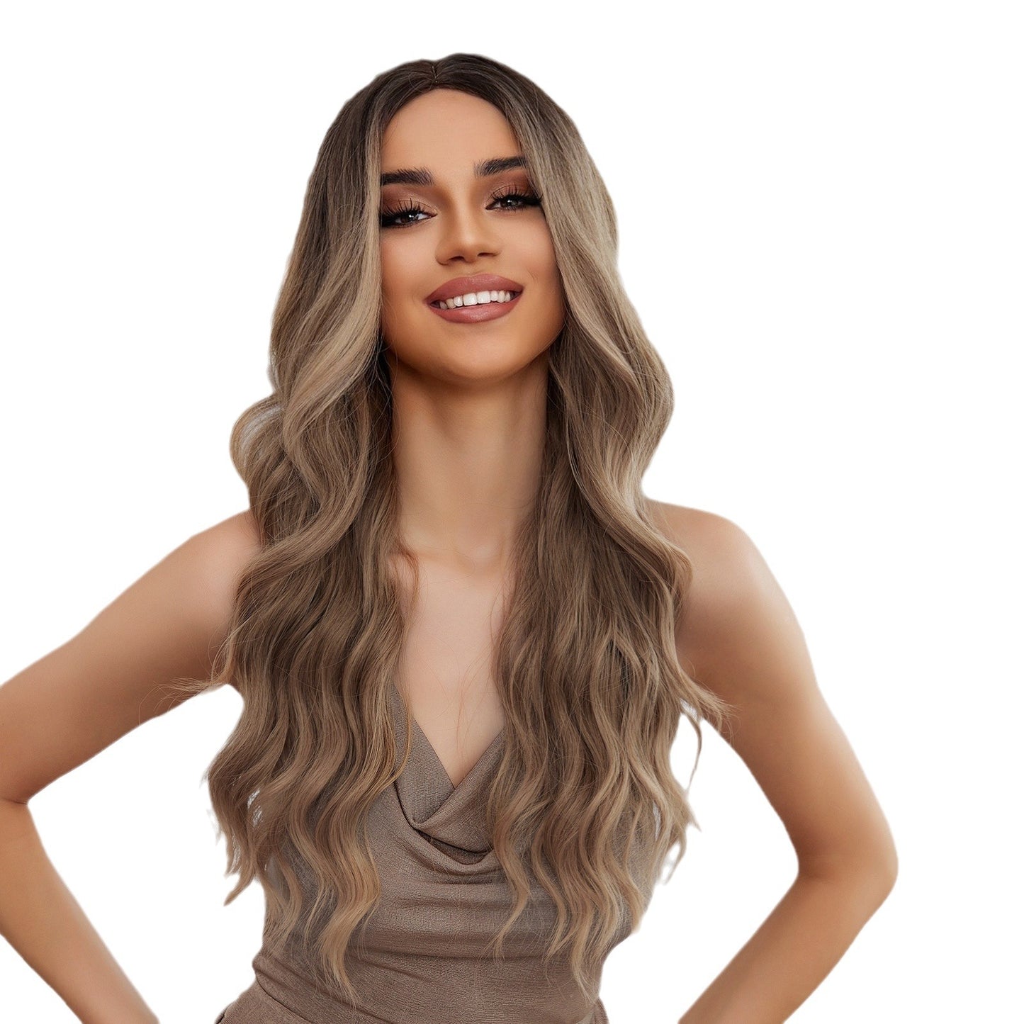 Medium Large Wave Curly Hair Gradient Wig Long Curls