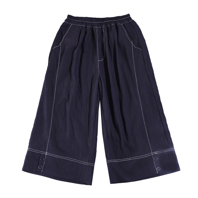 Junior High School Summer Thin Denim Cropped Medium Big Large Children's Pants
