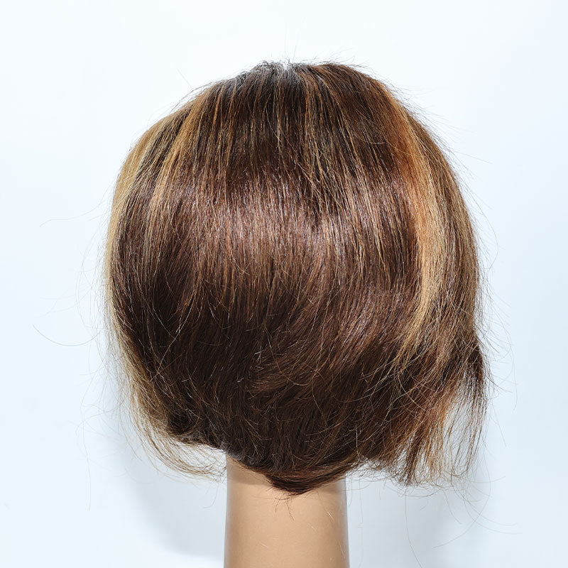 Full Black Head Natural Realistic Short Big Scalp Person Real Hair Wig