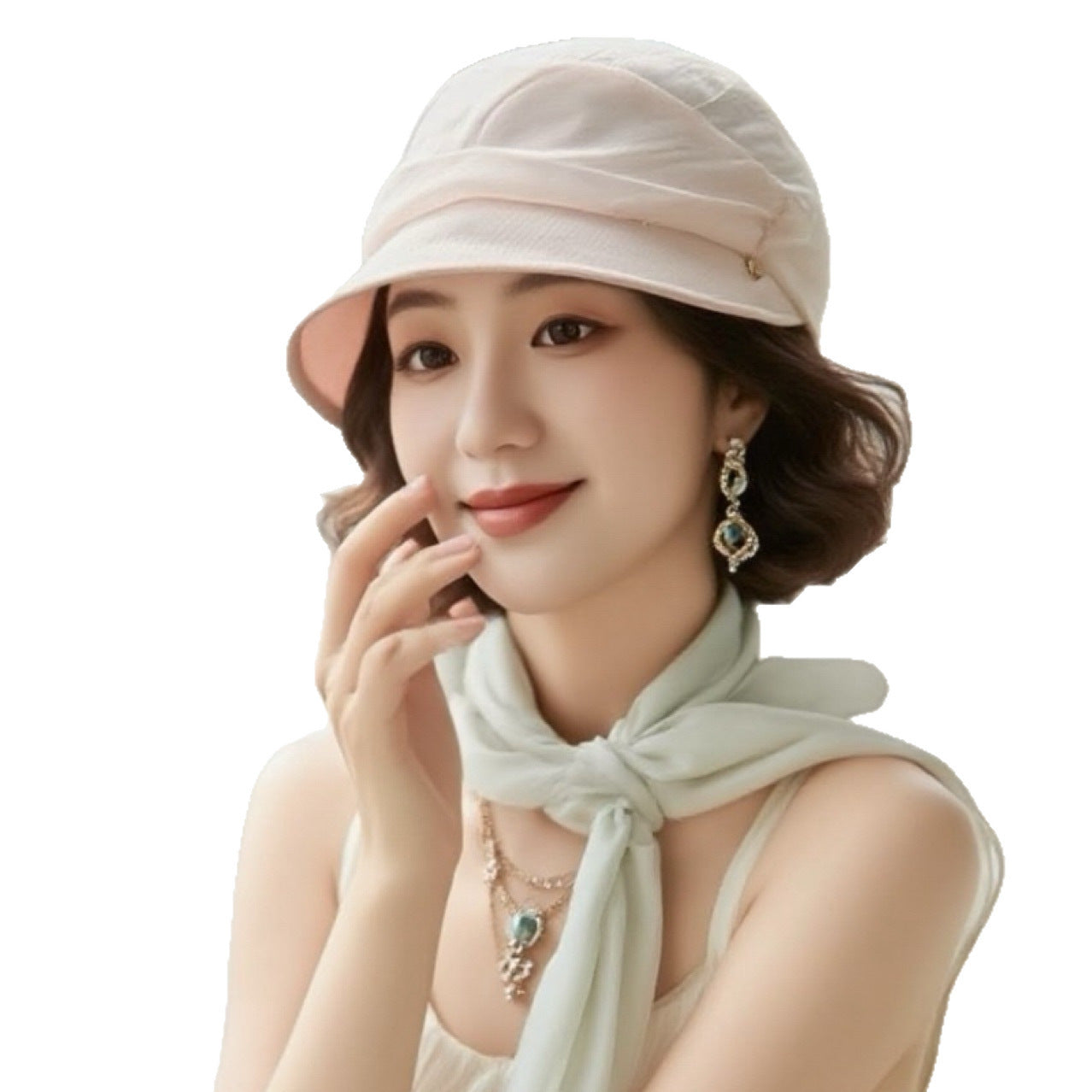 One-piece Short Brim Pleated Curly Hair Other Wig