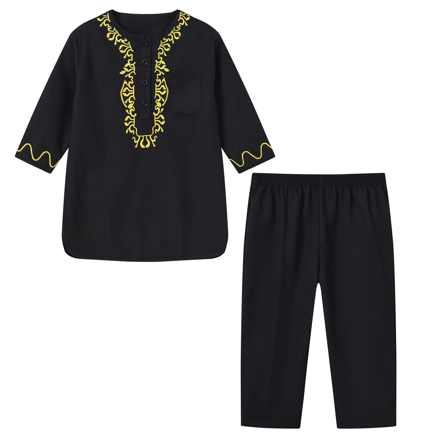 Children's Clothing Embroidered Pattern Button Round Tie Children's Suit
