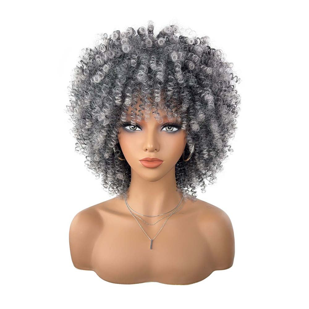 Women's African Wigs With Small Afro Full Wig Short Curly Hair