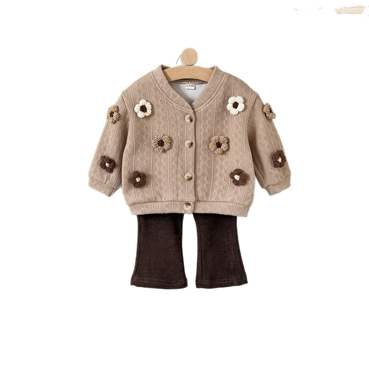Flower Knitted Cardigan Korean Handmade Small Sweater Bootleg Children's Suit