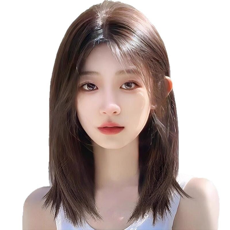 Women's Hair Forehead Lace Bangs Collarbone Length Haircut Artificial Wig Long Curls