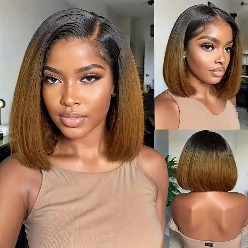 Classic Front Lace Female Gradient Natural Wig Short Straight Hair