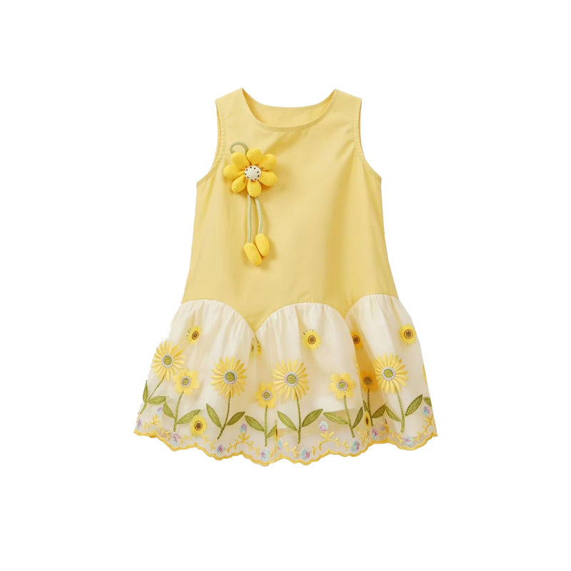 Children's Summer Sleeveless Three-dimensional Flower Fashionable Skirt Vest Children's Dress