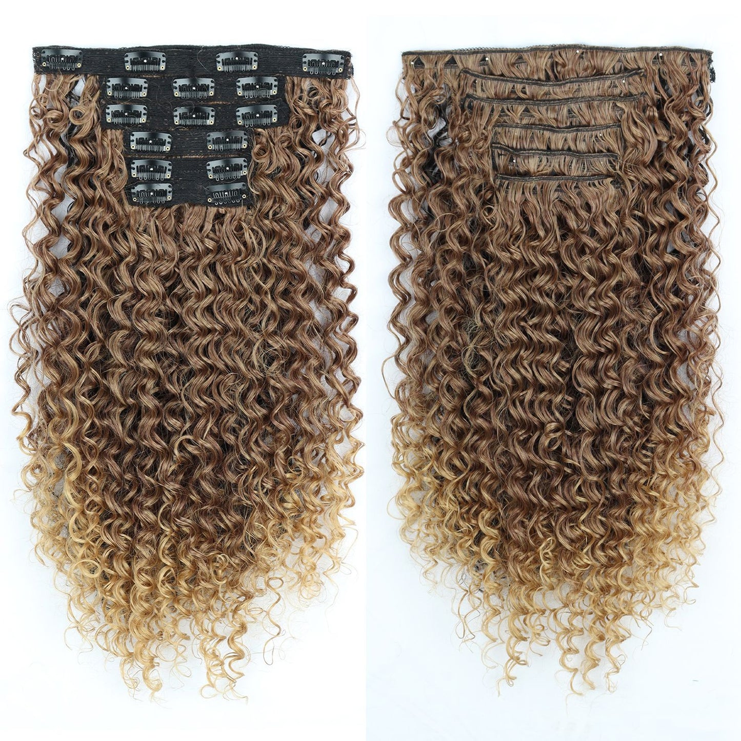 Women's Long Curly Hair Clip-on Natural Fashion Black Small Wig
