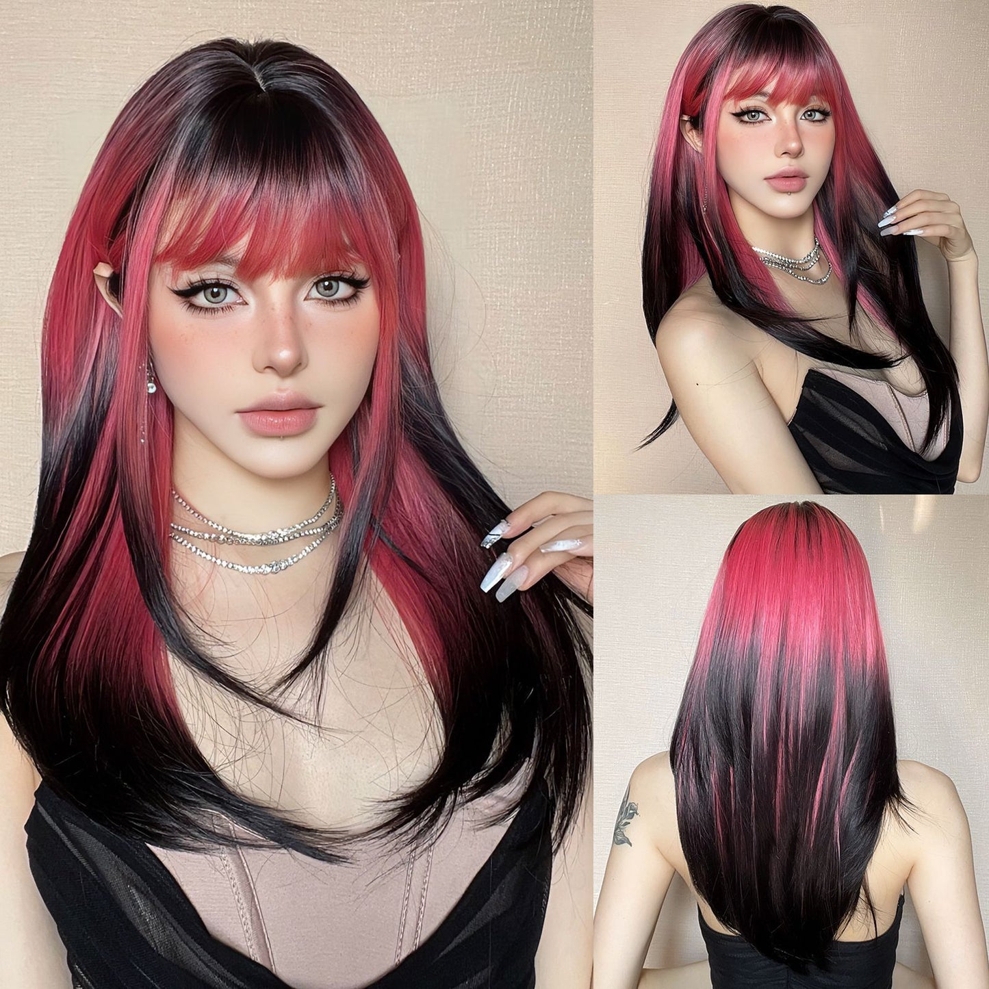 Women's Play Halloween Dress Up Medium Long High Temperature Resistant Synthetic Wig Short Straight Hair