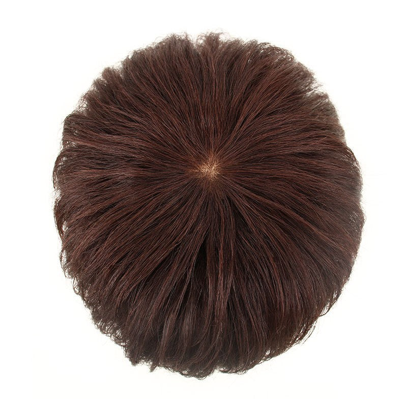 Women's Sheath Short Curly Hair Head Cover Real Human Mother Wig Long Curls