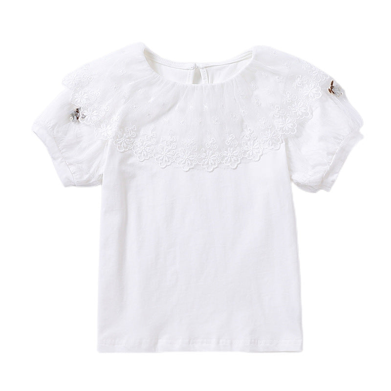 Children's Shirt Thin Cotton Clothing Short Sleeve Fashionable Outer Wear White Children's T-shirt
